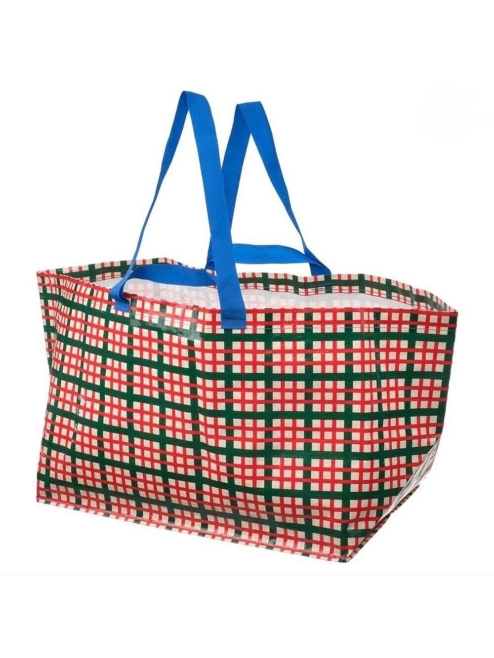 IKEA VINTERFINT Large Shopping Bag 🎄 Multicolor Check Pattern Holiday Tote NWT